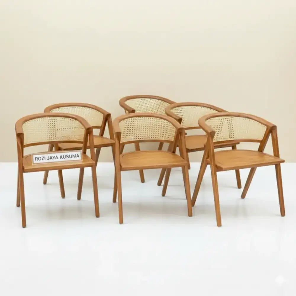Kursi Cafe Kayu Jati Model Rotan Minimalis - Furniture