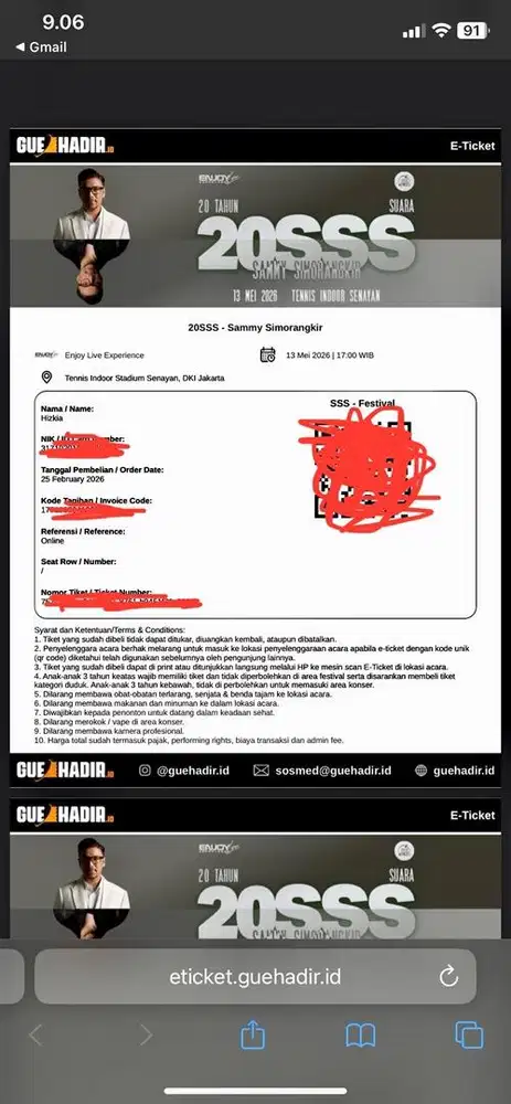 Tiket Festival 20 tahun Sammy Simorangkir