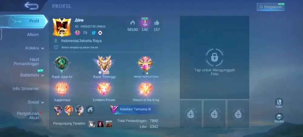 Jual akun ml sudah ex imo