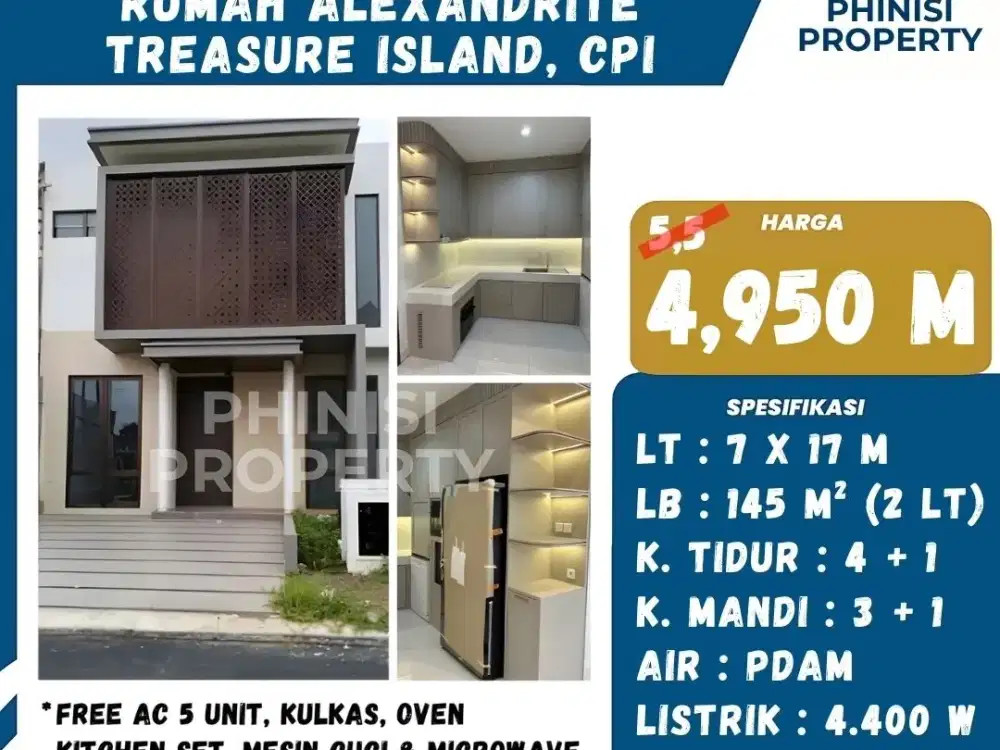 DIJUAL Rumah di Treasure Island Citraland Cpi dengan Perabot Siap Huni