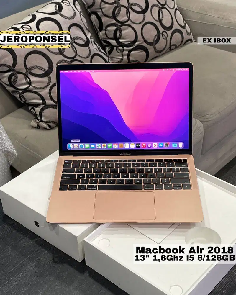 MACBOOK AIR 2018 8/128GB GOLD EX IBOX MULUS FULL SET ORIGINAL GARANSI