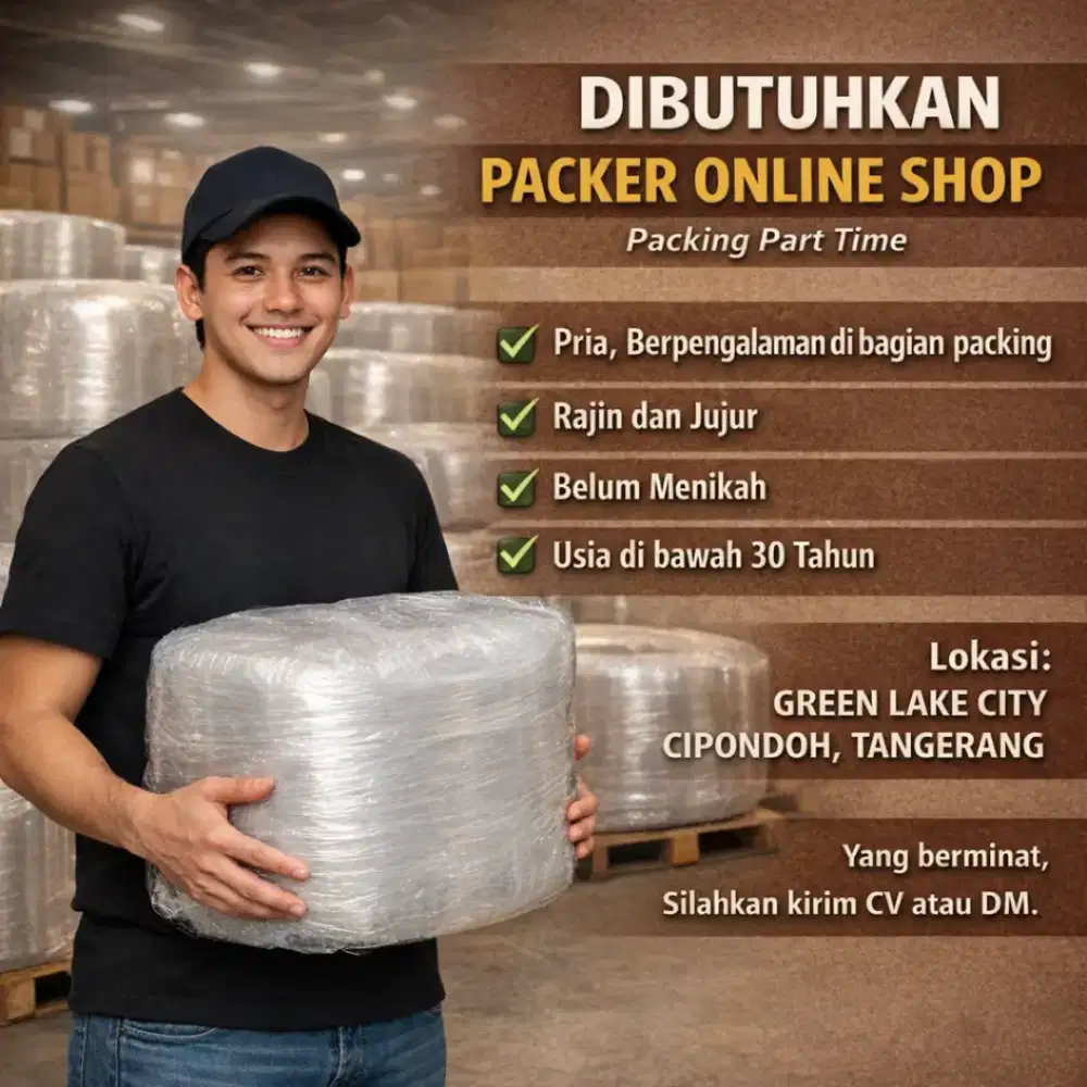 Dibutuhkan karyawan packing part time