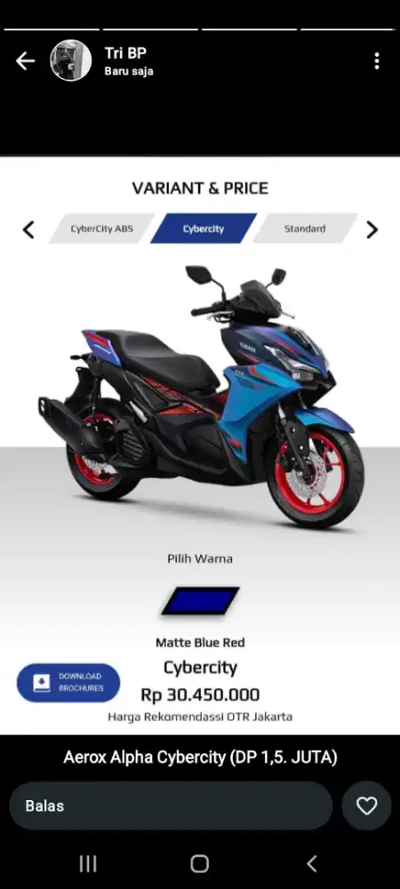 Di jual yamaha aerox