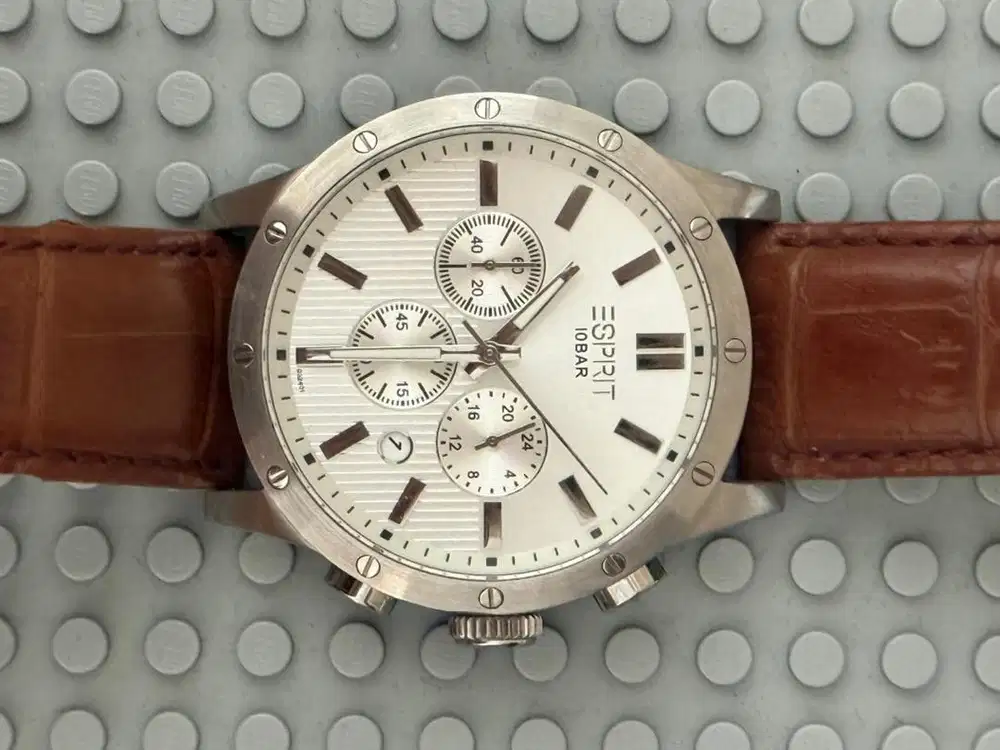 Esprit Chronograph 10BAR Original – Stainless Steel – Brown Leather