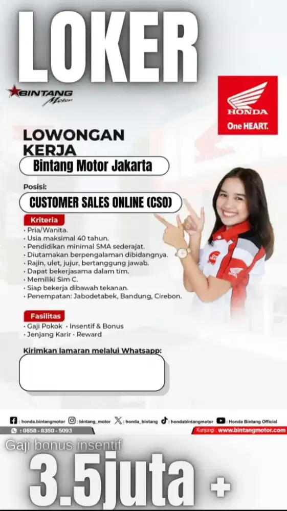 Lowongan kerja sebagai customer service online