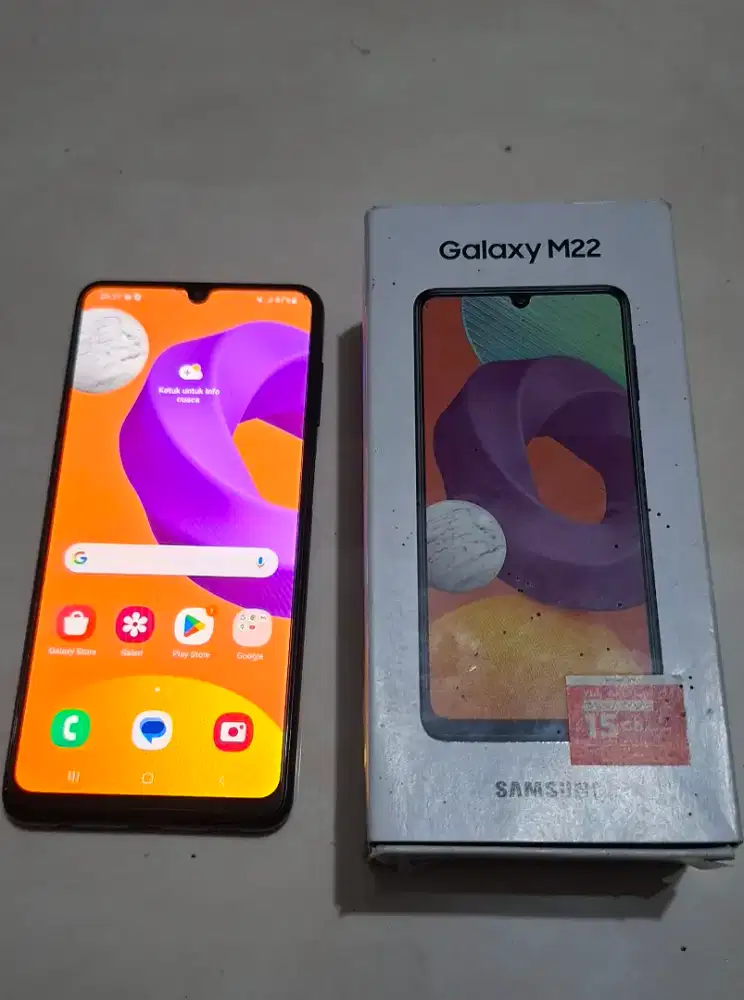 Samsung galaxy M22 6/128 4g fullset original samsung indonesia