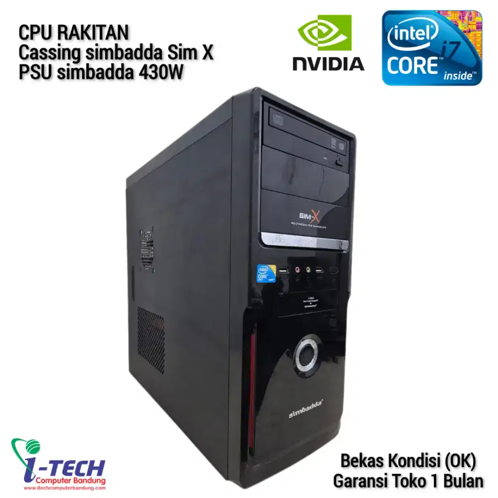 CPU RAKITAN INTEL CORE I7-860 RAM 8GB SSD 128GB VGA NVIDIA GT 240 1GB