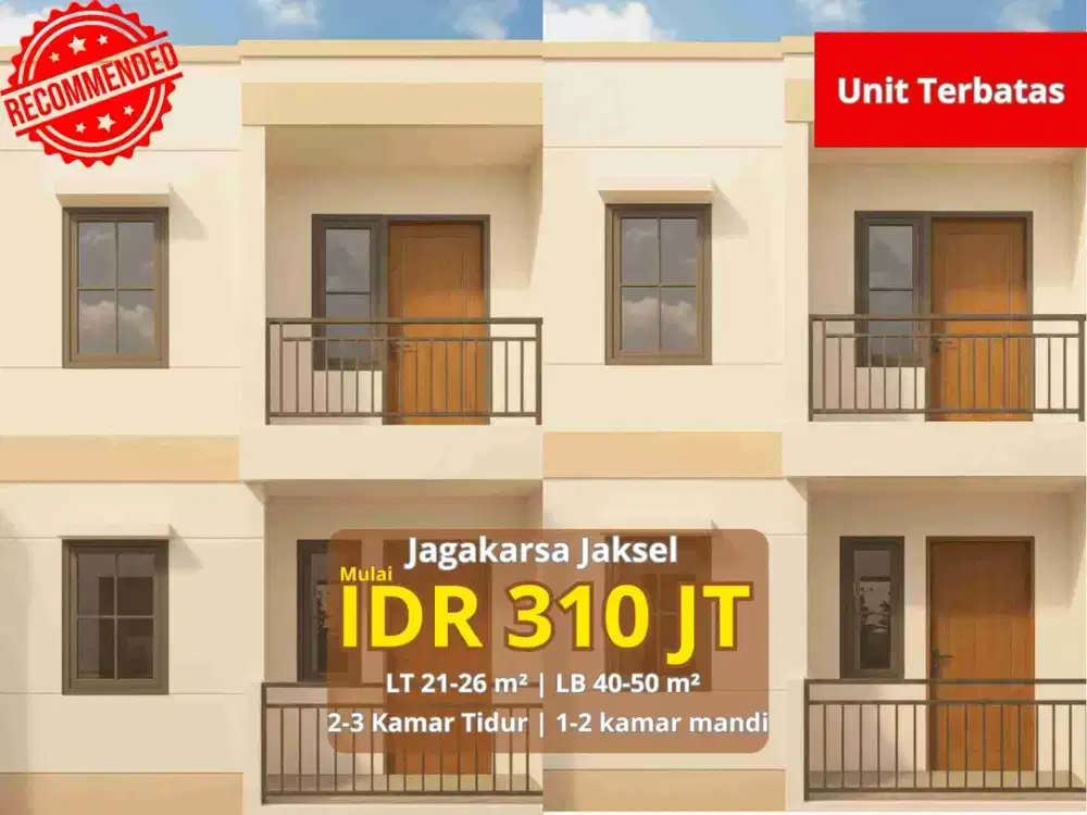 Rumah dijual Jakarta Selatan harga 300 jutaan 2 lantai gang motor