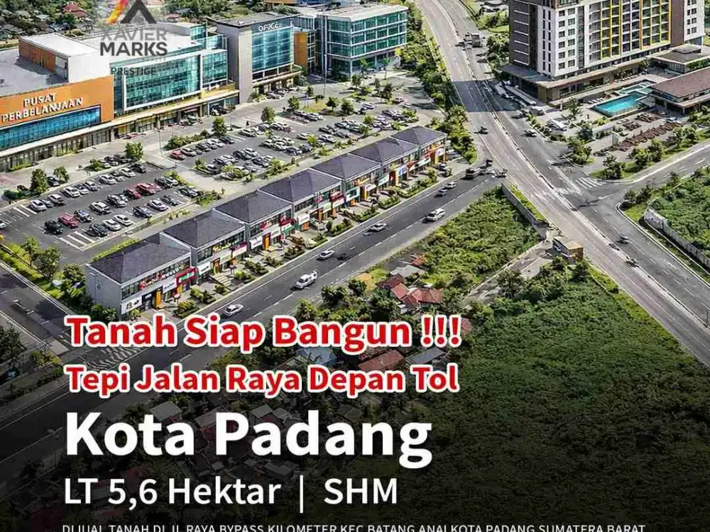 DIJUAL TANAH DI BAWAH HARGA PASAR – BYPASS PADANG 
 Batang Anai, Kota Padang – Sumatera Barat

 Detail Tanah:
 Sertifikat: SHM
 Total Luas: 56.000 m²
 Lebar Depan: 170 meter
Hadap Barat
 Tanah kering, sudah ditimbun
Siap bangun
Bebas banjir

 Zona aman