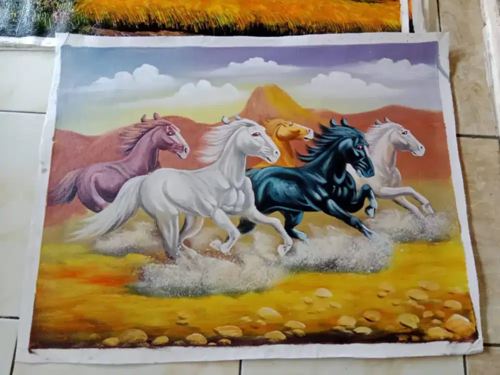 Lukisan tema kuda lari Hoki