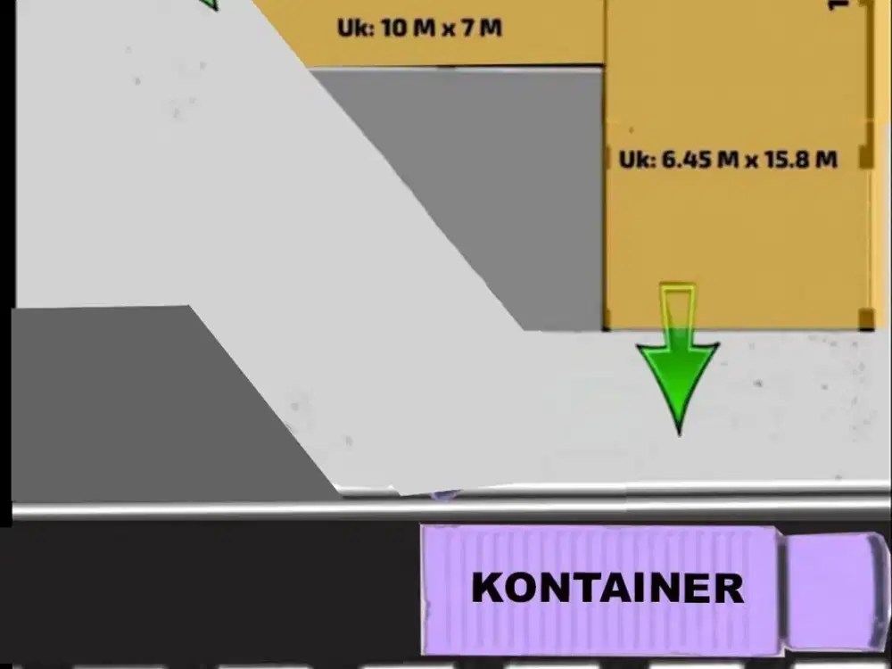 Disewakan gudang kapuk sawah pinggir jalan besar 170 m2 akses containe