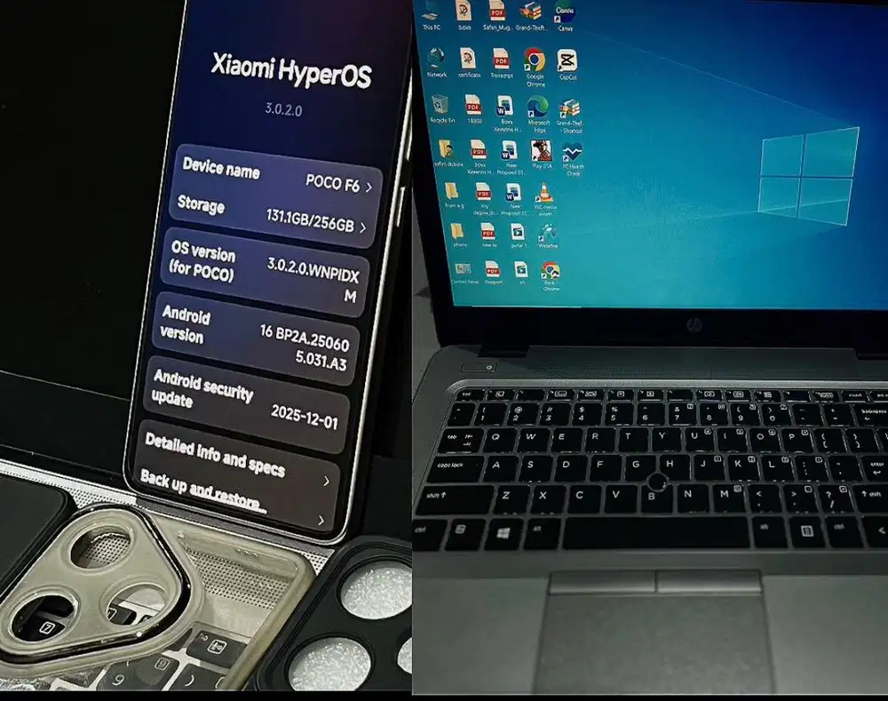 Poco f6 dan hp elitebook 840 G3 laptop