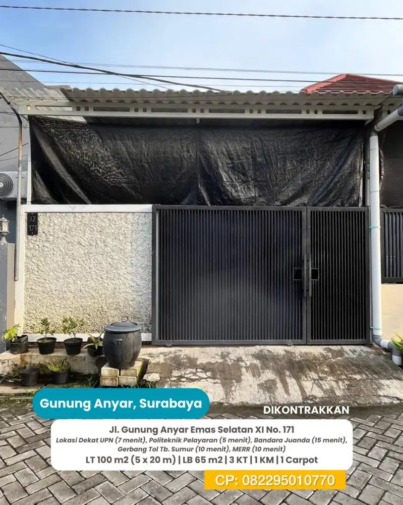 DISEWAKAN RUMAH GUNUNG ANYAR SURABAYA