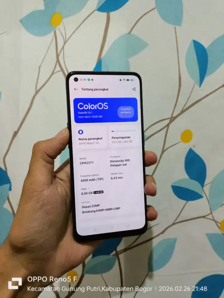 Oppo reno 7 5g 8/256