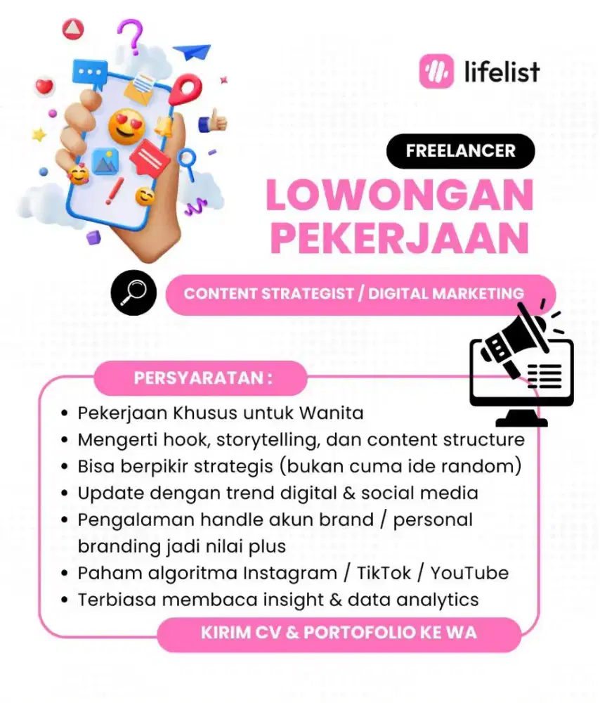 Content Strategist atau Digital Marketing