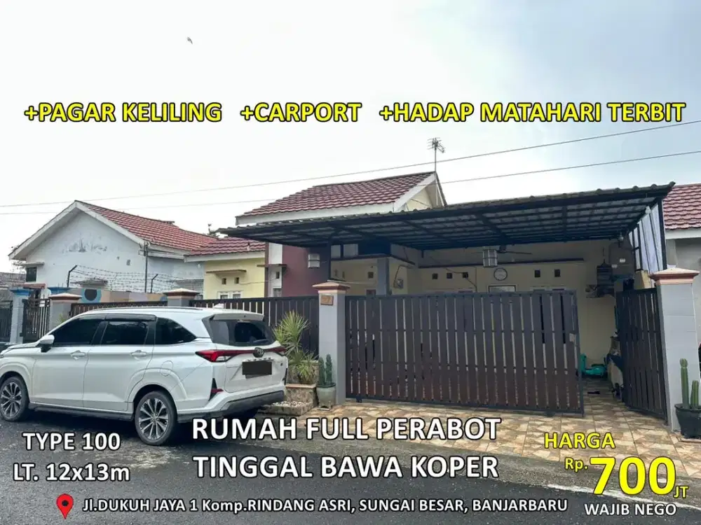 rumah type 100/162m2 di rindang asri jl.dukuh jaya 1 sei besar
