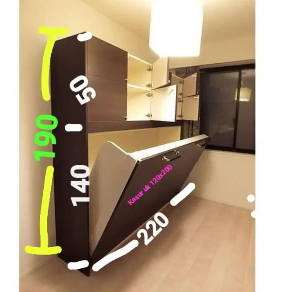 Wall bed + kabinet atas