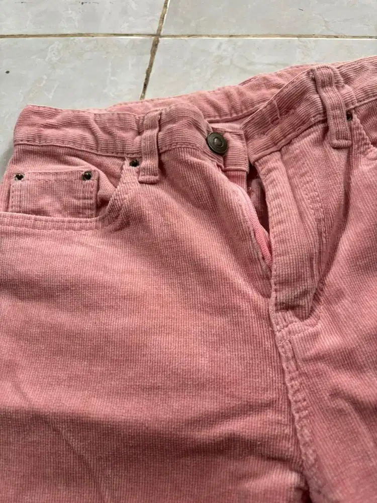 celana corduroy pink size s