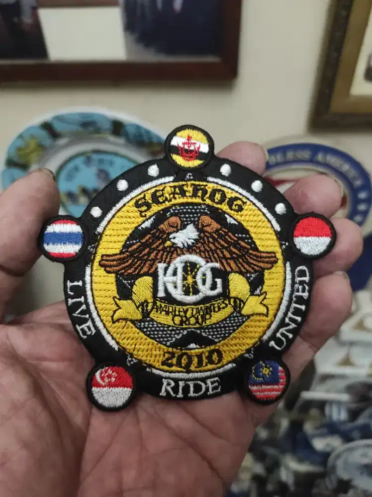 Fashion anak emblem bordir patch Harley Davidson SEAHOG mulus orisinil