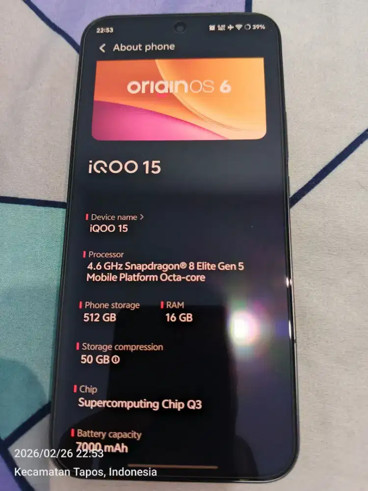 Iqoo 15 16/512GB Inter Beacukai Garansi panjang