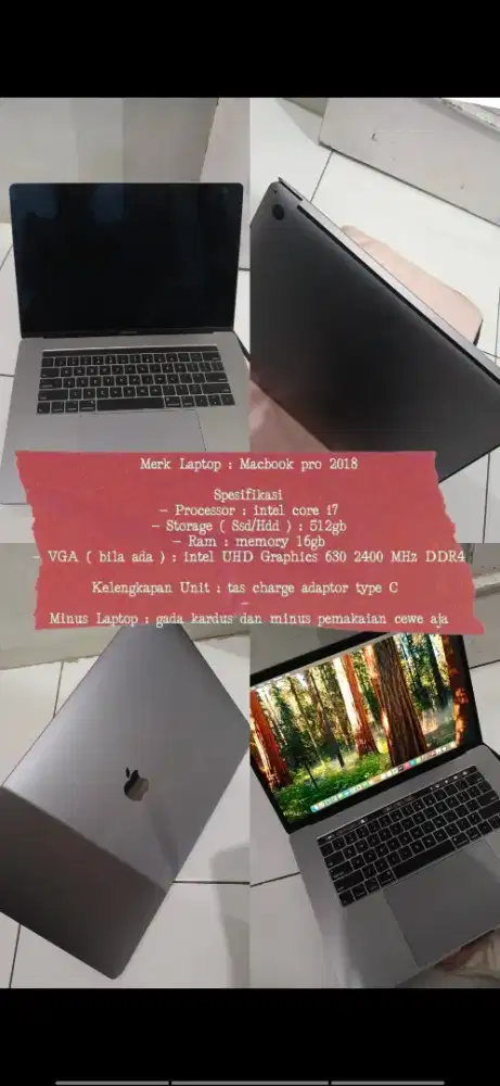 Laptop macbook pro 2018