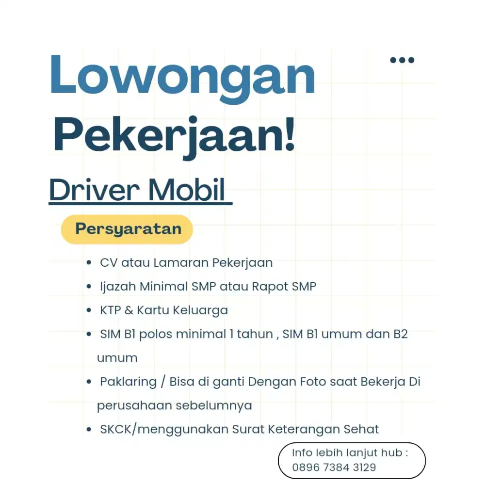Lowongan Pekerjaan sebagai Driver Mobil (Cdd dan Wingbox)