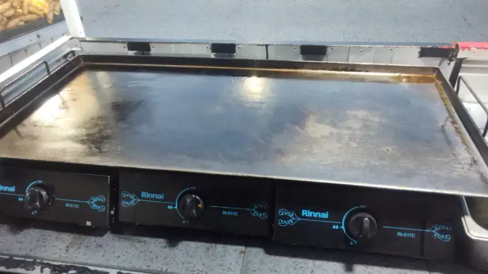 Wajan datar teppanyaki panggangan plat baja hitam 90x40 cm