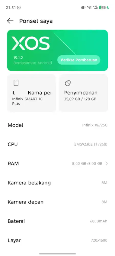 Infinix Smart 10 plus 8 128