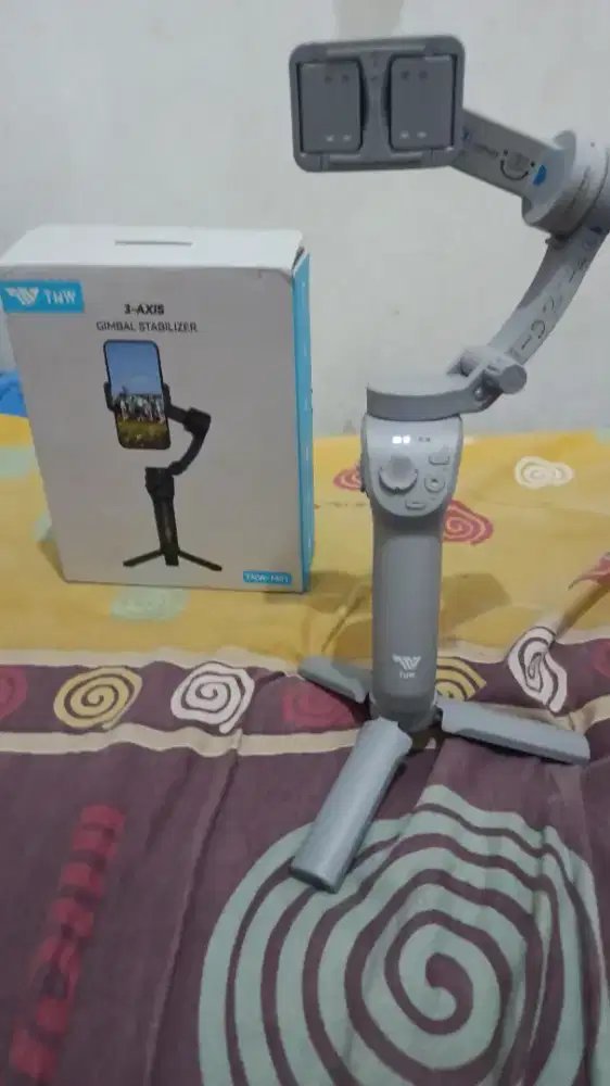 Tripod gimbal stabilizer & microfone alat konten