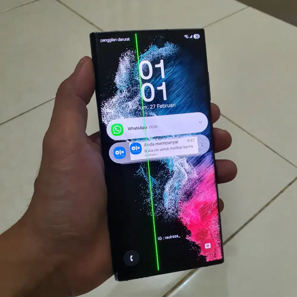 SAMSUNG GALAXY S22 ULTRA 5G SEIN 8/128 GB MINUS GARIS FUNGSI NORMAL