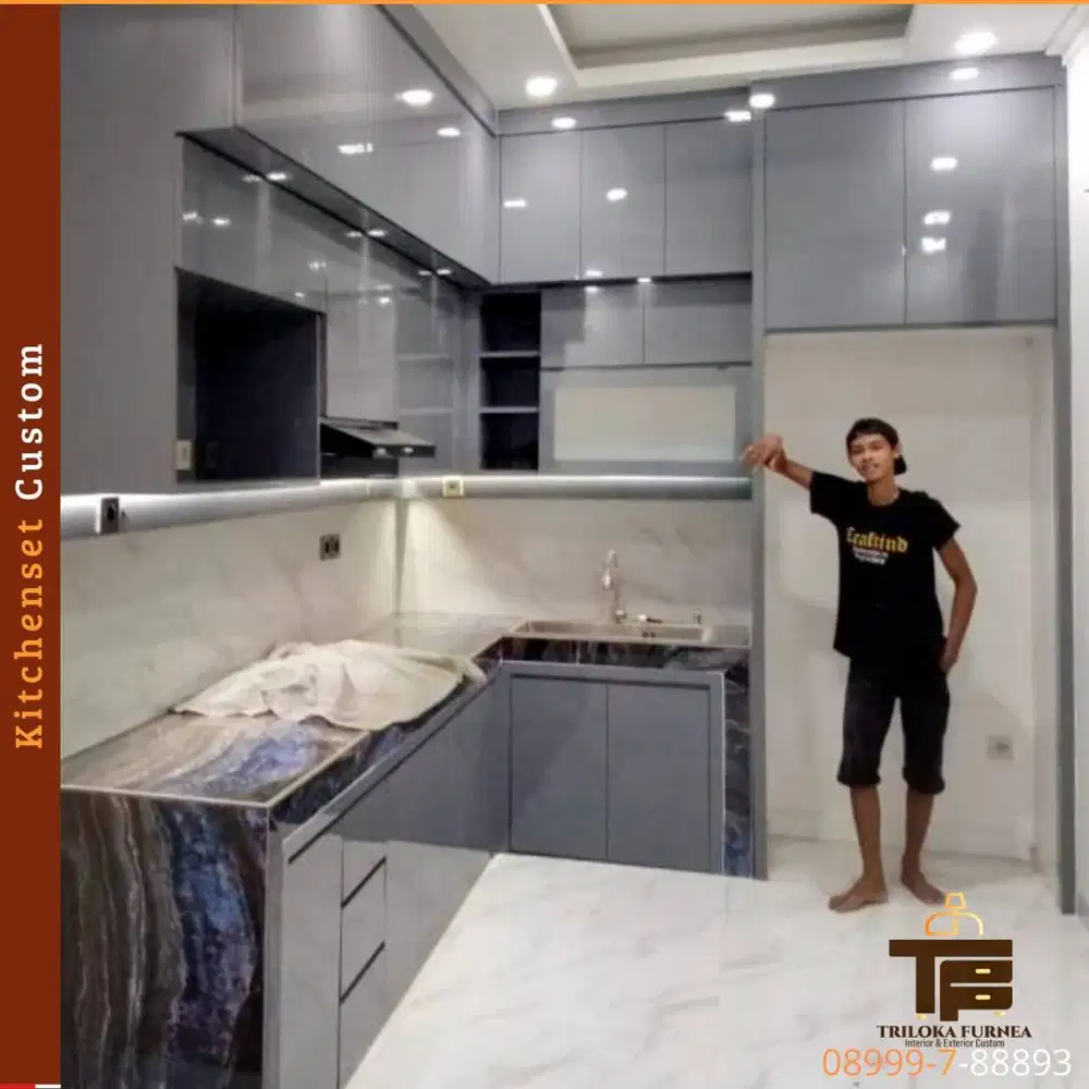 CUSTOM INTERIOR KITCHEN SET BACKDROOP TV WARDROBE WALLMOULDING