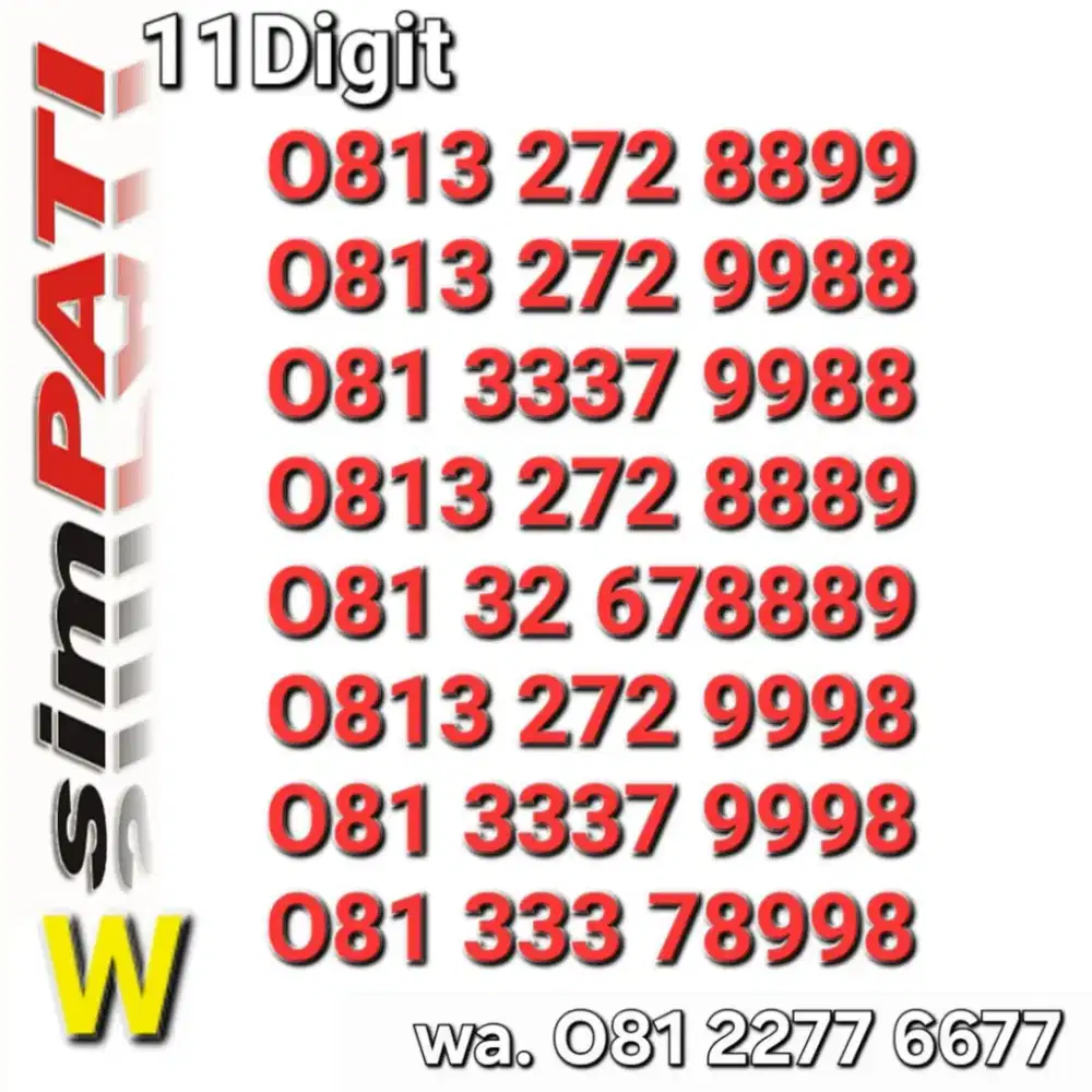 NOMOR SIMPATI 11DIGIT 9988 _ 8899