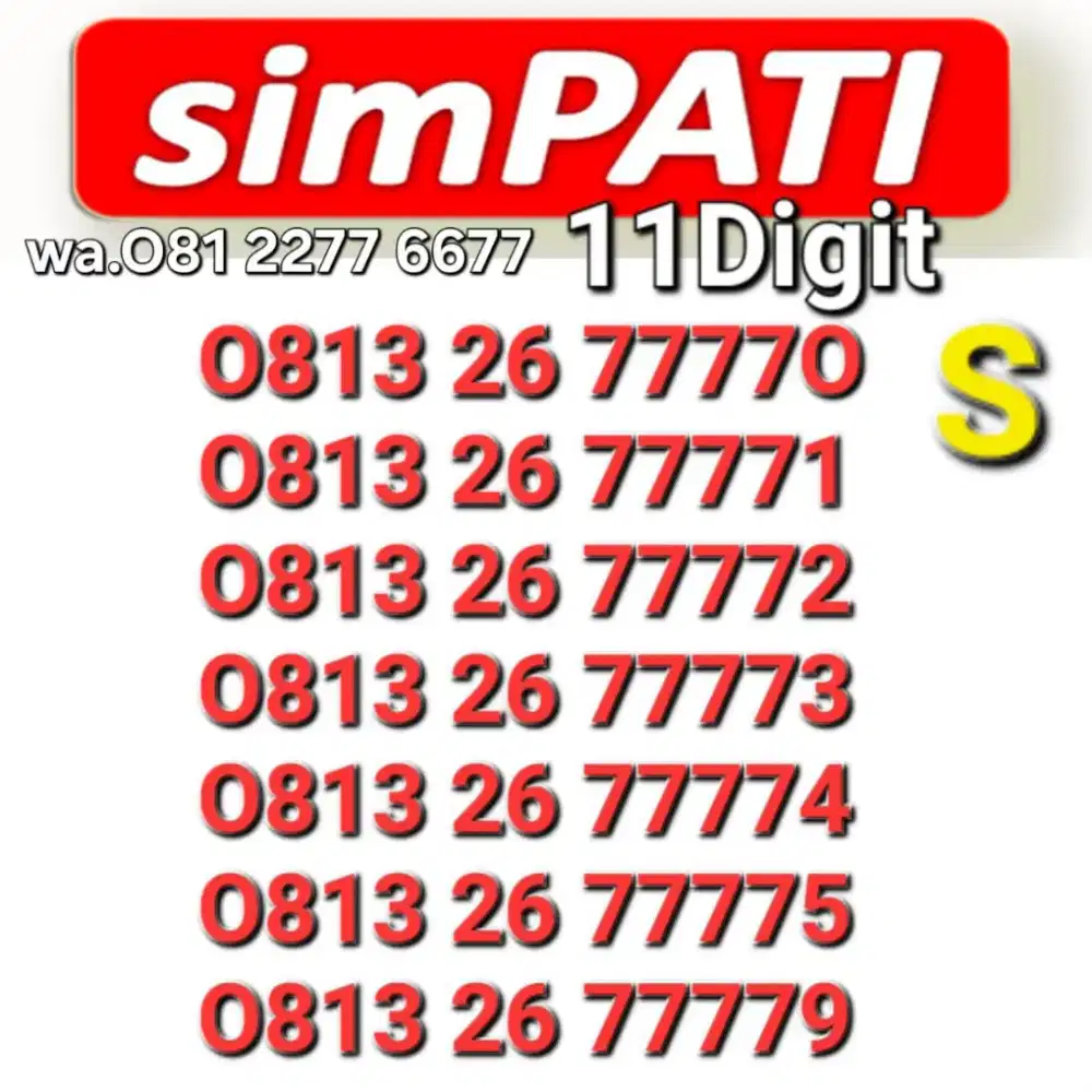 NOMOR SIMPATI 11DIGIT 7777x