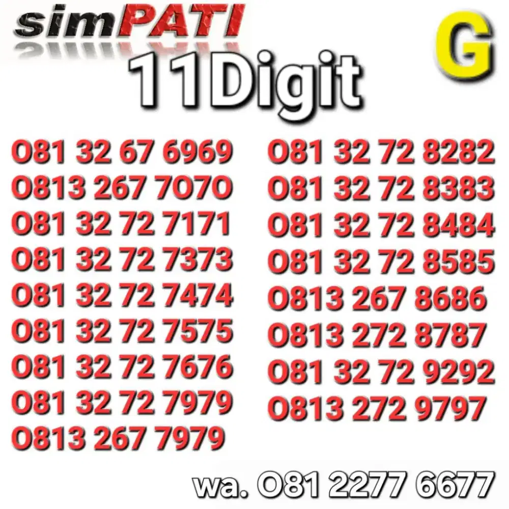 NOMOR SIMPATI 11DIGIT 7373 _ 7474
