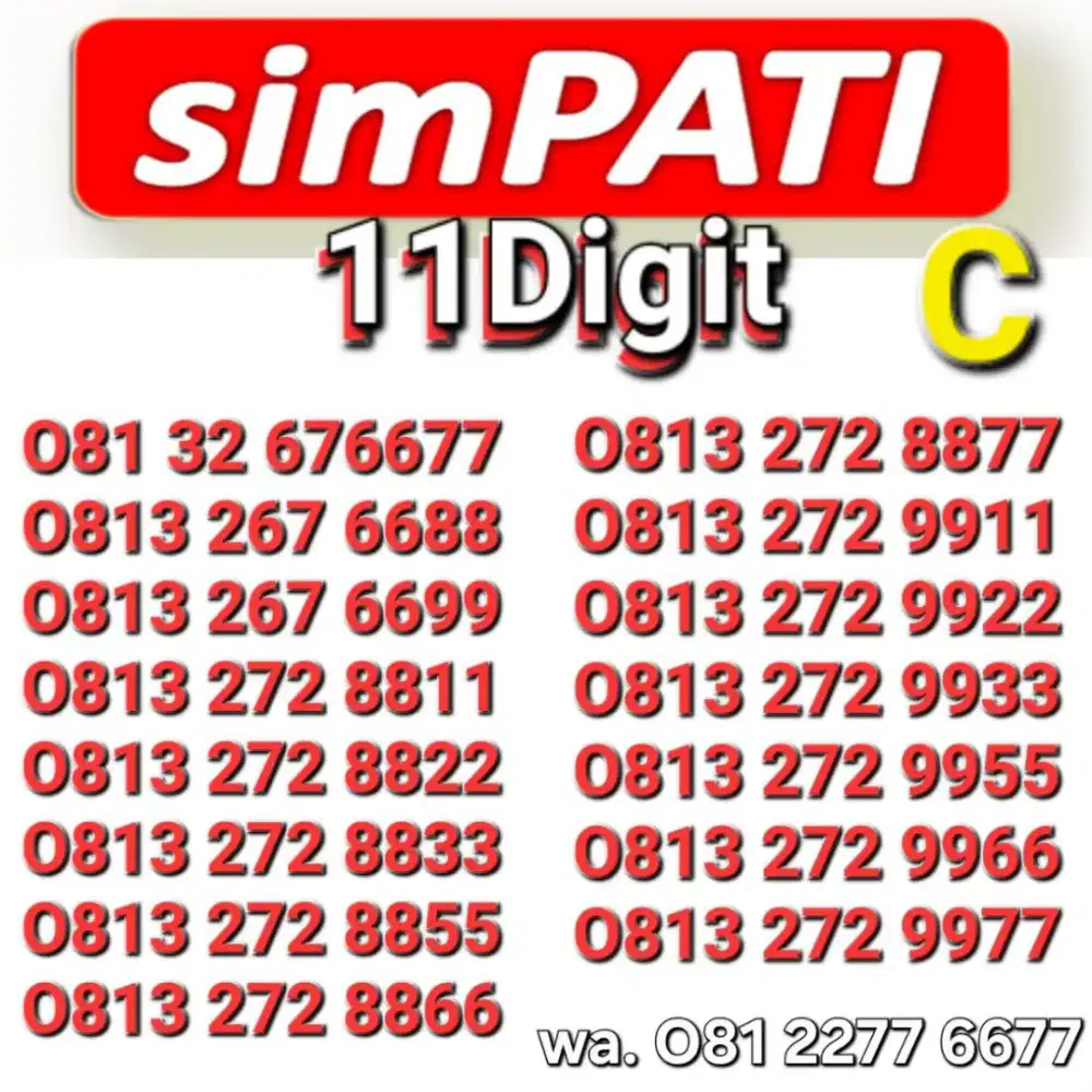 NOMOR SIMPATI 11DIGIT 8877 _ 9911
