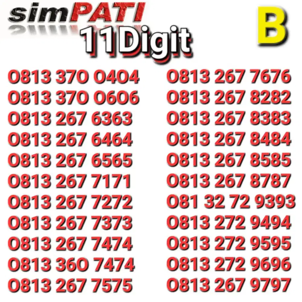 Simpati 11digit varian abab