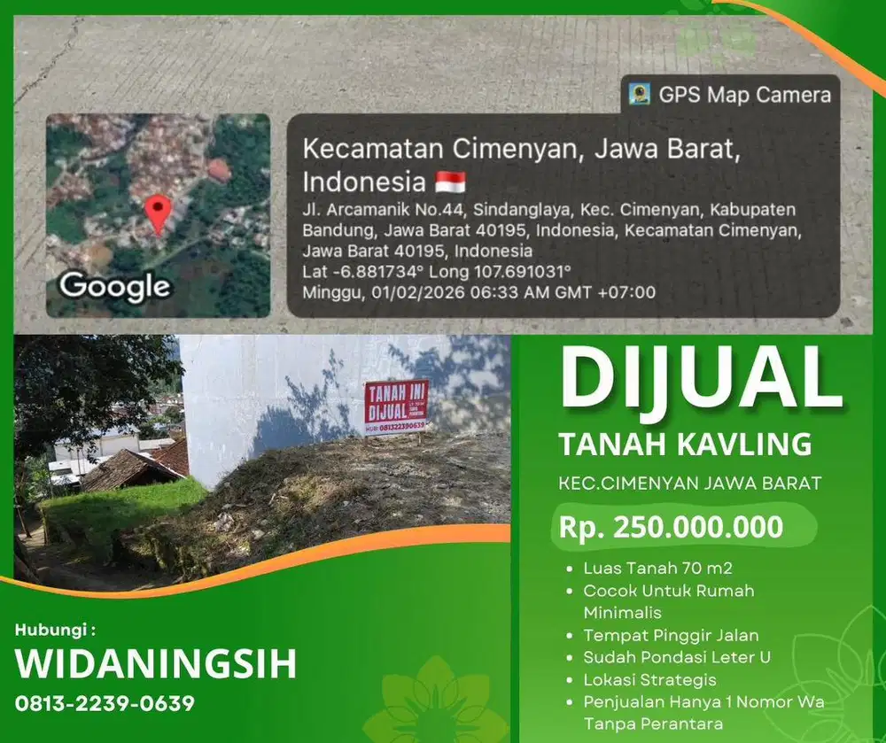 DI JUAL TANAH 70 m2 , LOK BANDUNG
