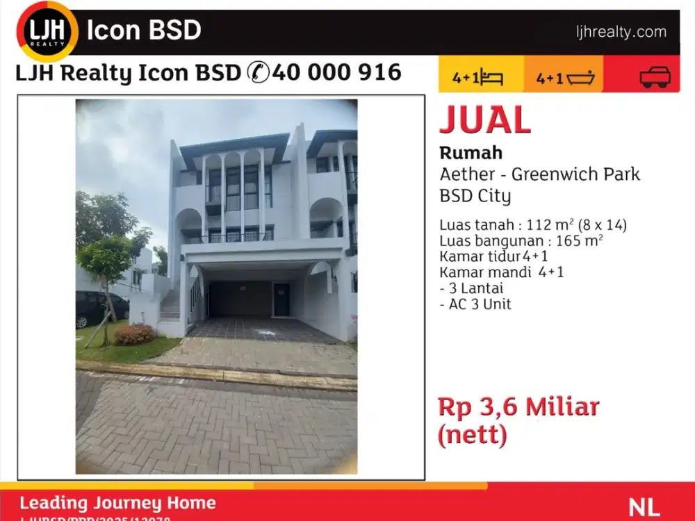 Dijual Rumah Hook Greenwich Park BSD City