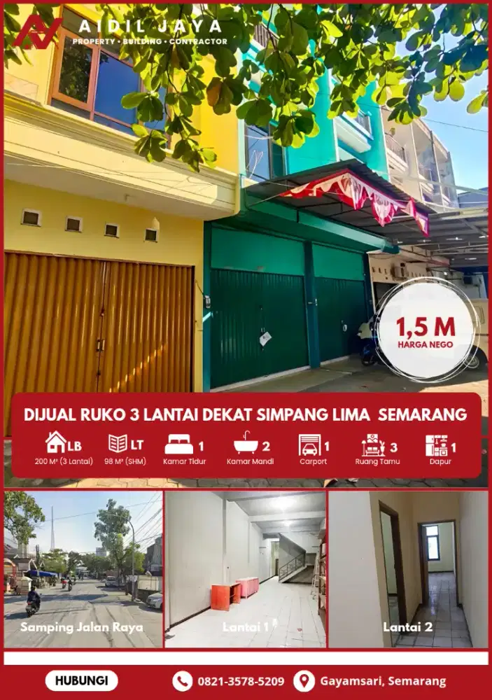 Ruko 3 Lantai Strategis Murah Di Pusat Kota Semarang