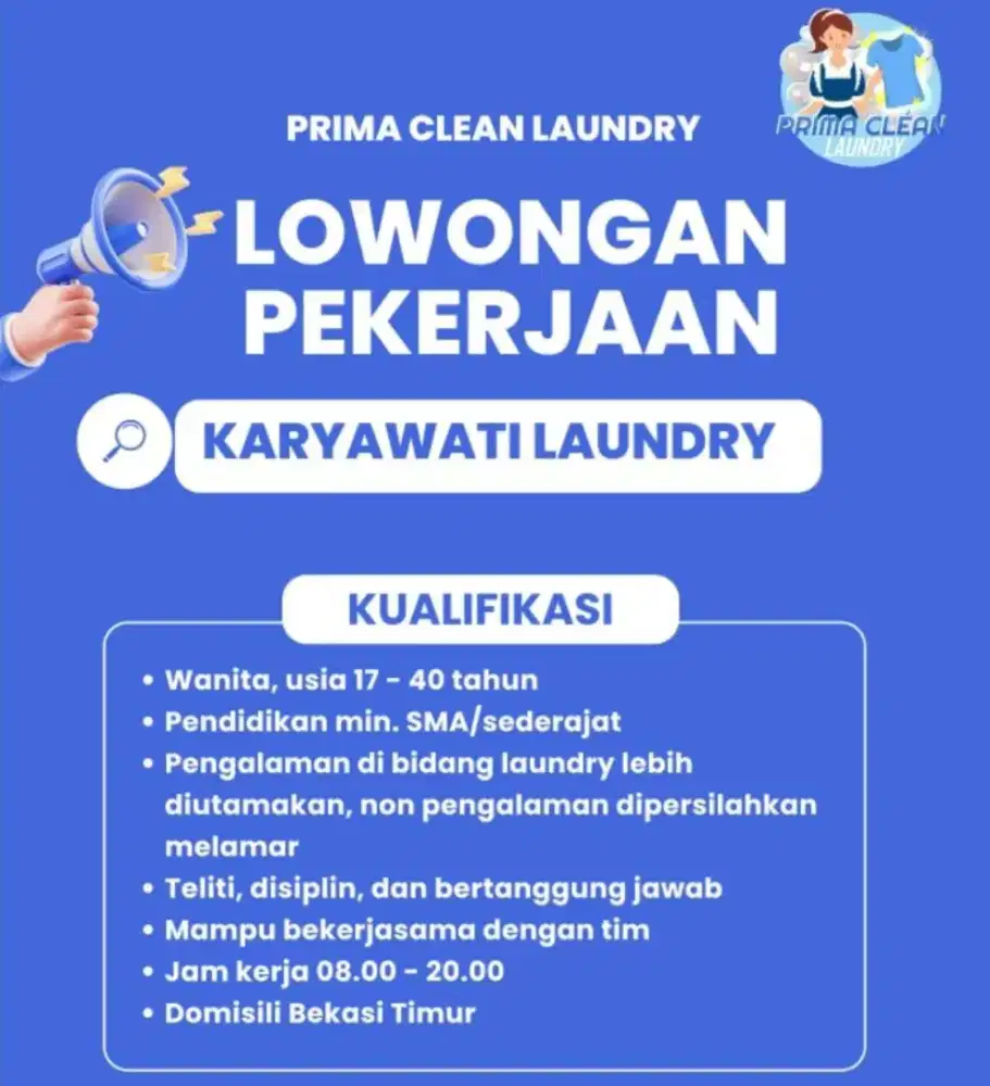 PRIA / WANITA : Lowongan Kerja Laundry