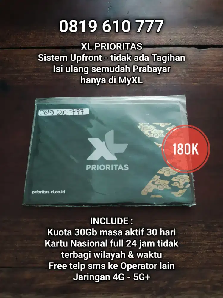 Nomor Cantik XL Prioritas Upfront 10 digit