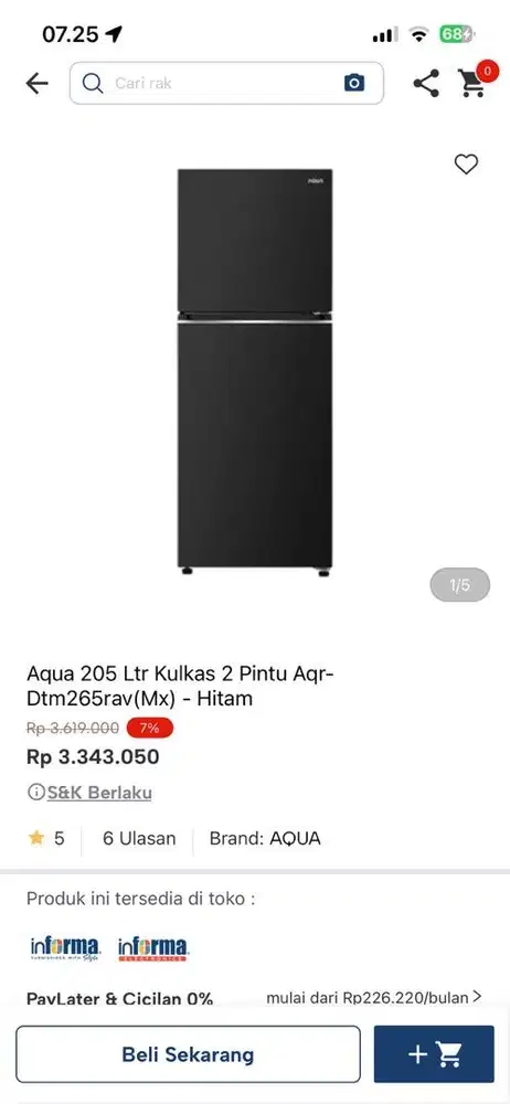 kulkas aqua dua pintu