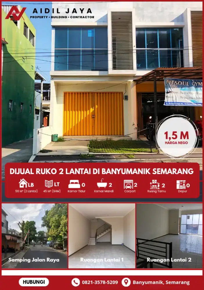 Dijual Ruko Murah 2 Lt Di Pusat Banyumanik