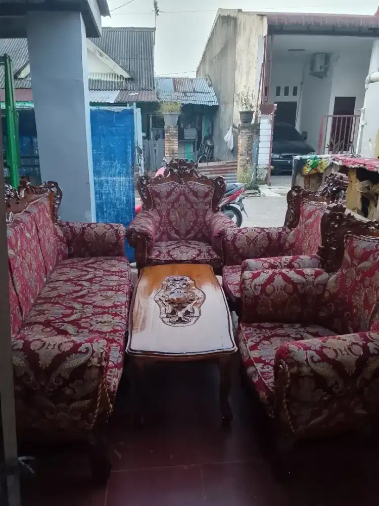 Kursi tamu jati Jepara tulip 3111+mja pake kaca siap pake