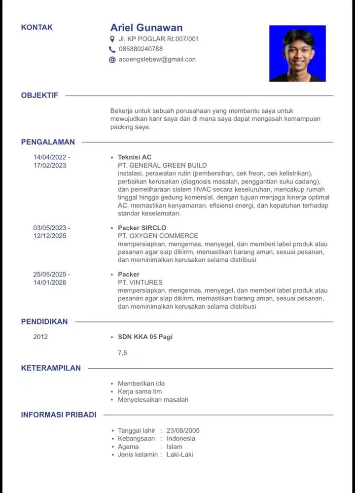 cari pekerjaan packer