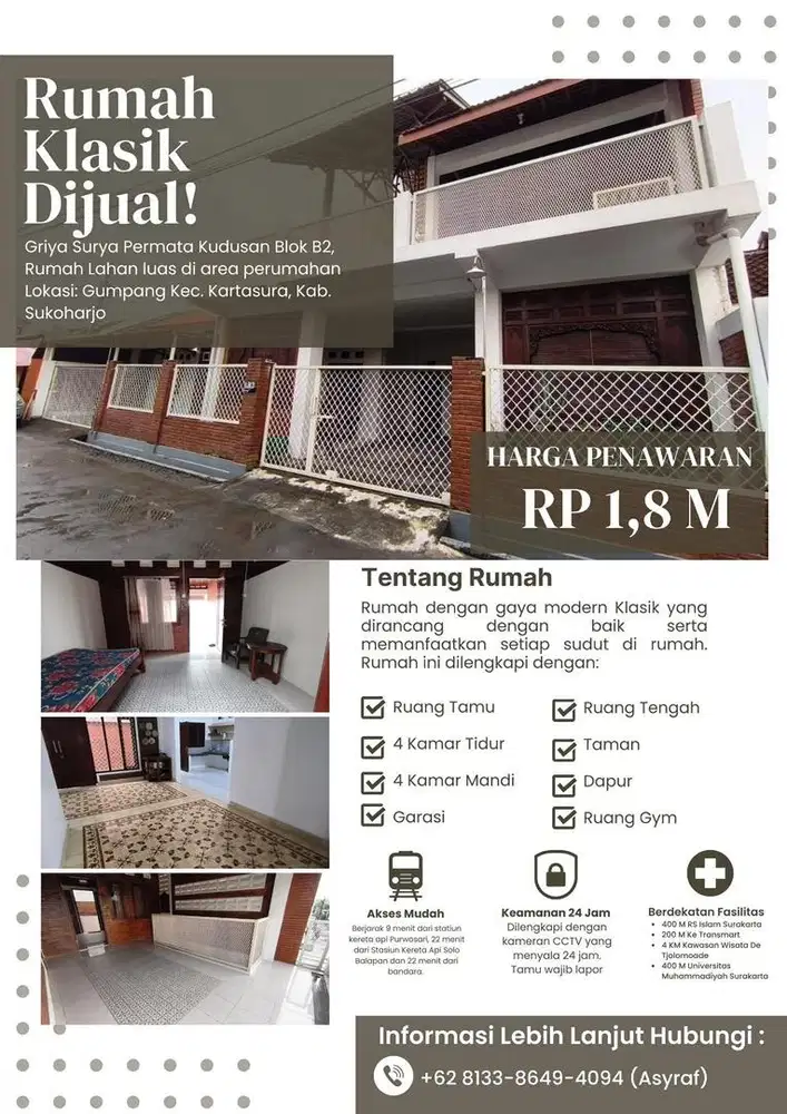 FOR SALE : RUMAH PRIBADI 2 LT 4 BEDS & 4 BATHS