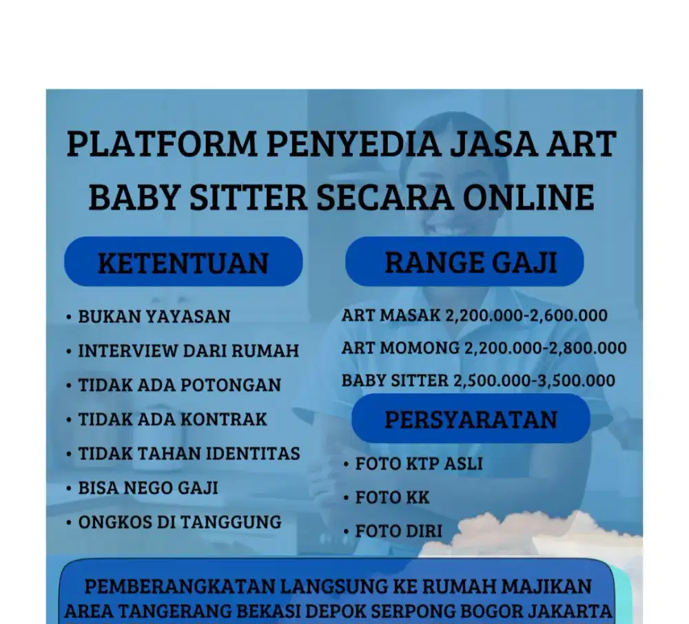 Job ART BABY SITTER INTERVIEW LANGSUNG DARI RUMAH