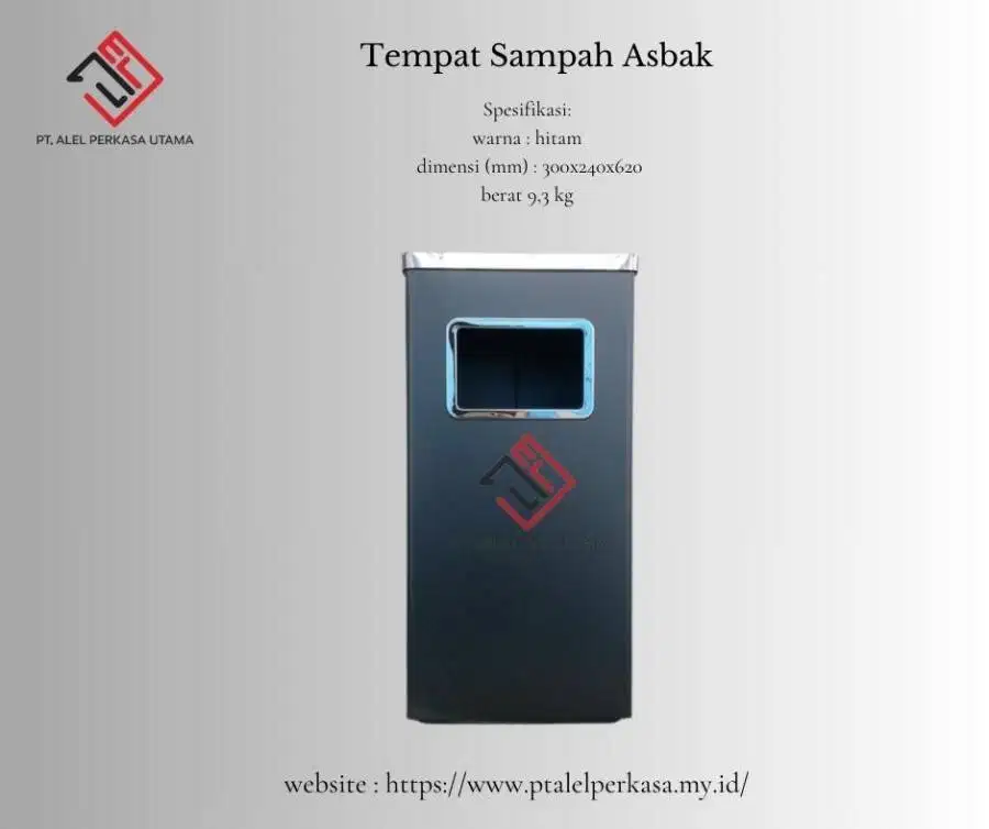 Tempat Sampah Asbak Hitam Dimensi 300x240x620 mm