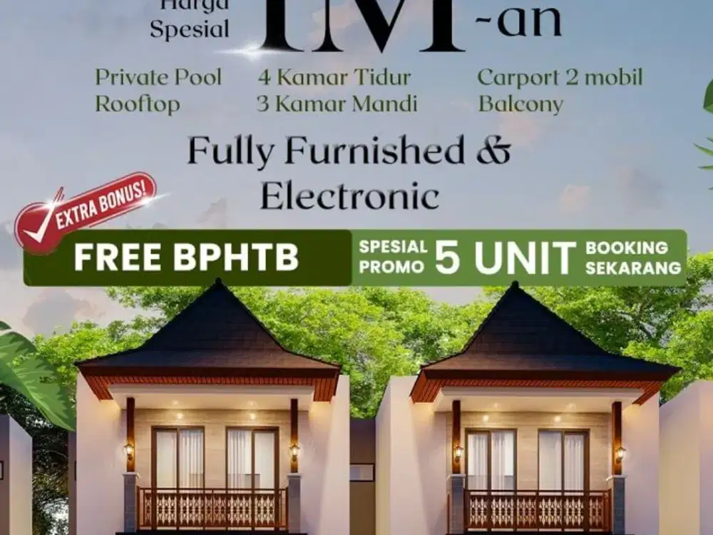 Villa modern konsep jawa dekat jalan raya/ 2 menit dari alun alun batu