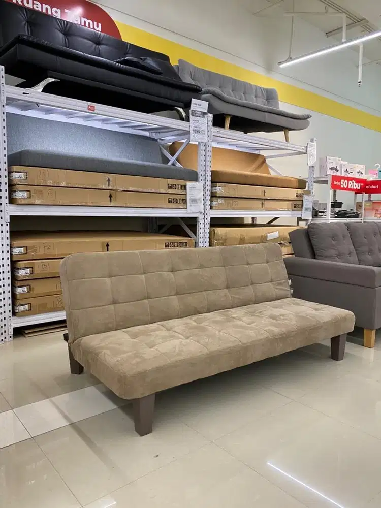 Sofa Bed Bludru Cokelat